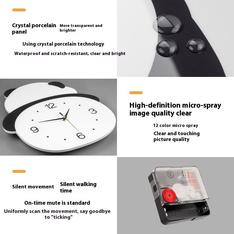 Panda Wall Clock – Modern &amp; Minimalist Style for Living Room or Dining Room