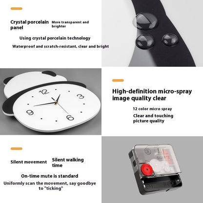 Panda Wall Clock – Modern &amp; Minimalist Style for Living Room or Dining Room